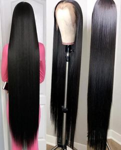 1040 cali długi prosto Perruque Cheveux Humain Peruki Brazylijskie Remy Hair 13x4 Blueless Lace Front Human Plucked97476191881795