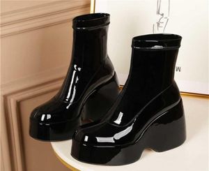 Melody Black Patent Boots High Platform Designer Boots High Heel Boots مرنة تمتد أحذية عالية الجودة