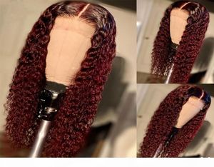 1b 99J Kinky Curly 13x6 Lace Front Wigs com cabelos de bebê 360 perucas frontais de renda para mulheres negras2634222