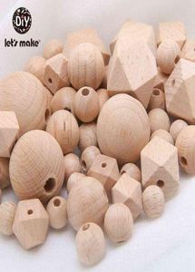 Let039s Make 100pc Beech Hexagon حبات Teether Wooden Round 1230mm Baby Baby Beded Wood Baby Teether Wooden Toys 2111015922333
