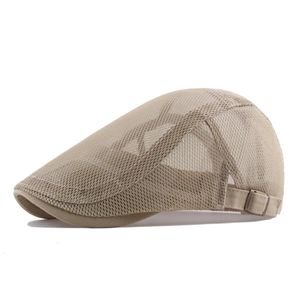 Fashionable and Trendy Mens Breathable Mesh Ivy Hat Cap Retro Style Summer Newsboy Beret Ascot Flat Cabbie Hat 240601