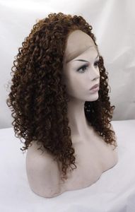 High density Hair Wig Dark Brown kinky curly Synthetic lace front wig for Black Women Cheap Short Curly Wigs Afro Kinky Curl Synth2602771