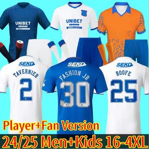 2024-25 Glasgow Rangers Soccer Jerseys Home Blue Sakala Kent Tavernier Morelos Colak Hogan Football Shirt Men Kids Kids Fans Player Version Camiseta de