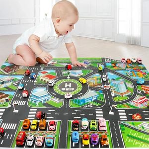 Kids City Map Toys Car Parking Road Alloy Toy Model Climbing Mats English Version For Play Game Racing Mat 240524