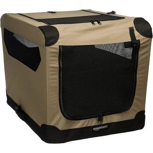 2-Door Collapsible Soft-Sided Folding Soft Dog Travel Crate Kennel Small 18 x 18 x 26 Inches Tan houses habitats 240529