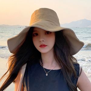 Summer Korean Hat Women's Large Eaves UV Protection Outdoor Sunblock Shade Casual All-Match Women's Sun Fisherman Hat