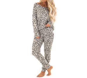 2Pcs pyjamas women Tracksuit Leopard Print Pants Sets Leisure Wear Lounge Wear Suit winter night suit woman clothes pijama mujer2346585