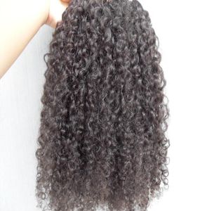 brasilianska mänskliga jungfruliga hårförlängningar 9 stycken klipp i hår kinky lockigt hårstil mörkbrun naturlig svart färg6241406