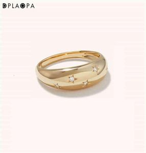 DPOPA 925 Sterling Silver Gold Dome CZ Zircon Star Ring Luxury Jewel Skruv Fina Fashion Round Wedding Jewels1579678