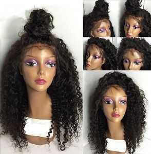 Parrucche in pizzo completo parrucche per capelli umani brasiliani per donne nere Cap medio Culry 150 Densità Full Head Natural Color5586393