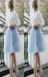 3 lager korta kjolar ljusblå kjolstorlek handgjorda knälängd tyll kvinnliga party kjolar tutu gase kvinnor lady clady Clothin7366325