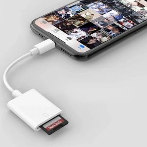 Освещение преобразователей в SD -карт Адаптер для iPhone 14 13 12 11 Pro Max Mini XS XR x iPad OTG Micro SD TF Card Remere Carder Conctor