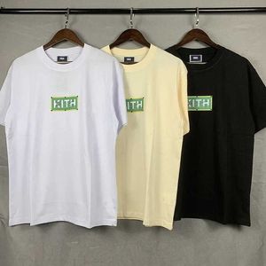 Herr t-shirts sommar casual kith fw överdimensionerade mens kith gröna bakgrund shopping kvinnor t-shirt topp t-shirt levereras på en dag J240530