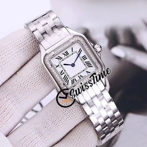 New 22mm Panthere W4PN0007 Swiss Quartz Womens Watch White Dial Diamond Bezel Stainless Steel Bracelet Fashion Ladies Watches STCA Swis 2656