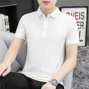 Camisa de cor sólida masculina de manga curta de verão da marca de lapela de lapela de camisa casual da camisa de lapela