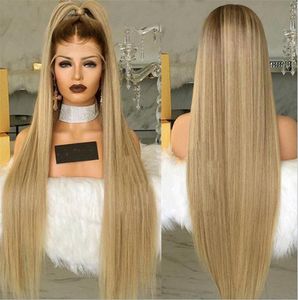 AILIN Straight Blonde Synthetic Lace Front Remy Wig Simulation Human Hair Soft Lacefront Wigs High Quality1969528