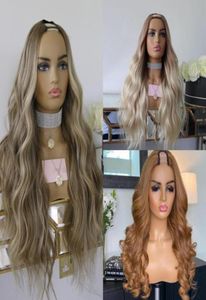 Lace Wigs 200 Density Human Hair Machine Made Half For Women Blonde Ombre Highlight U Part Remy Peruvian92942207388528