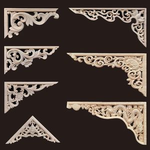 Wood Appliques Corner Molding Wood Figurines for Decor Wood Decals for Furniture Home Decoration Luxury Wood Flower Crafting 240529