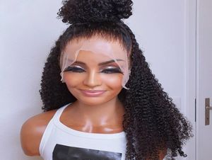 Soft 180 Density 26 Inch Long Kinky Curly Black Lace Front Wig For Black Women Babyhair PrePlucked Middlle Part Natural Hairline G6759815