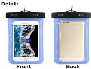 Universella vattentäta fall för iPhone 12 11 XR XS Samsung Telefon Transparent Clear Bag Swimming Dry Pouch Cover Full Protector TOUC3293581