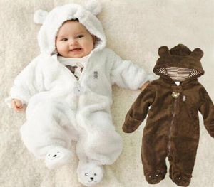 Autumn Winter Baby Rompers Bear style baby coral fleece Hoodies Jumpsuit baby girls boys romper newborn toddle clothing3049225