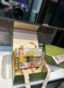 Designer single shoulder bag chain crossbody bamboo handle flower pattern moonlight treasure box small