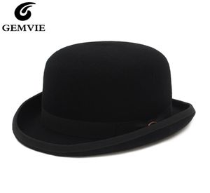 Gemvie 4 Colours 100 Wool Feel Derby Bowler Hat for Men Satin Lined Fashion Party Formin Fedora Costume Magician Hat 2205077408634