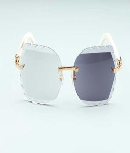 Nowy mody wyrzeźbiony soczewki 8300817B7 Luksusowe naturalne białe okulary rogowe rama 5818135 mm kolorowe szklanki jedno lustro 3797033