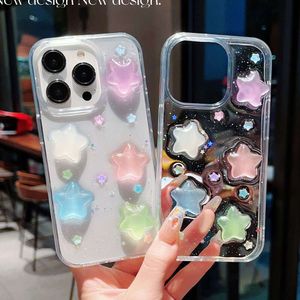 Śliczne d świetliste nocne gwiazdy Glitter Telefon Case na iPhone Plus Pro Max cekiny odporne na okładkę