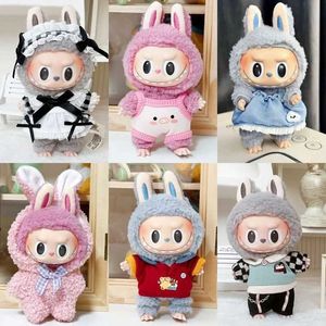 Stuffed Plush Animals Hot selling clothing limited to 17cm pendant Macaron Labubu doll clothing and dress replacement no doll toy accessories decorative gifts T240