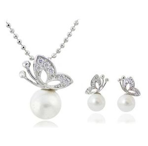 Butterfly Pearl Necklace Earrings Sets Full Rhinestone Jewelry For Women Gift Fashion Jewelry Sets 12903467083