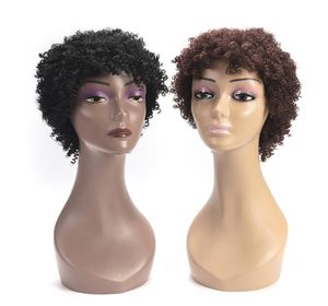 Kinky Curly Afro Wig Synthetic Hair Woman and Men039S African Pelucas Cosplay wig1478175のための短い黒いかつら