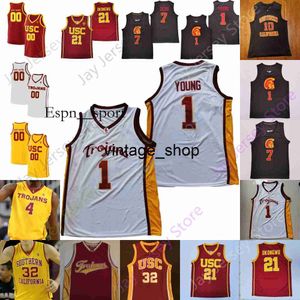 T9 Vin USC Trojans Basketball Jersey NCAA College Isaiah Mobley Nick Young Chevez Goodwin Boogie Ellis Peterson Max Agbonkpolo Ethan Anderson Okongwu James