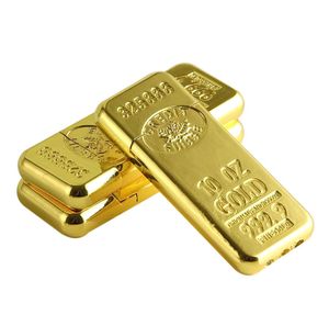 Bullion Shape Cigarettändare kreativ metallslipningshjulsändare Butan Flame Tändare Guldtegel utan GAS8518255