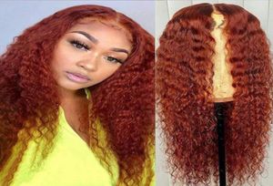Ishow Brazilian 613 Blonde Deep Wave T Part Lace Wig 99J Orange Ginger Ombre Color Remy Human Hair Bows for Women 826inch All Age9168825