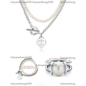 Tiffanyjewelry mode smycken guldmoment halsband tiffanyjewelry hjärta halsband set pärla dubbel lager fina smycken armband länk kedjor designer hänge 9fb