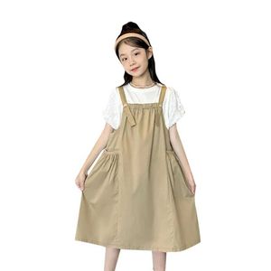 Sukienki dla dziewczynki Ubrania dziewczynki + sukienka dziewczyny odzież swobodny styl strój dziewczyny letnie ubrania dla dzieci Y240529
