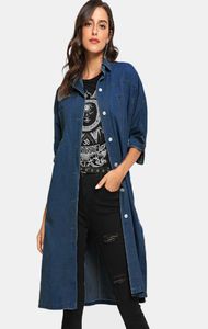 Women039S Trench Coats Fashion Long Casual Outerwear Buttom Autunm Denim Coats Windbreak7325692