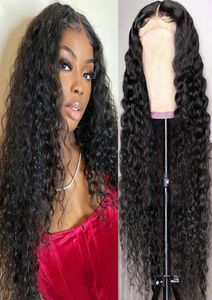 Vattenvåg spets front peruk 4x4 spets främre mänskliga hår peruker för svarta kvinnor 28 30 tum våta och vågiga lösa våg frontala wig8394357