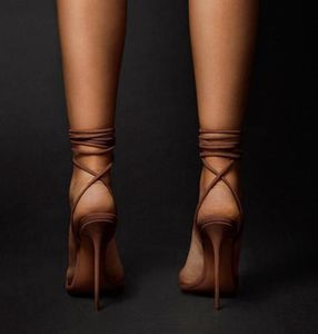 2022 SANDALS Chic Micro Suede Lace Up Fashion Sandals Stiletto Heels Women Party Designer Shoes3206979