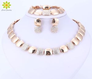 مجوهرات دبي الذهبية للألوان الذهب مجموعات الزفاف النيجيري الخرز الأفريقي المجوهرات المجوهرات الكريستال
