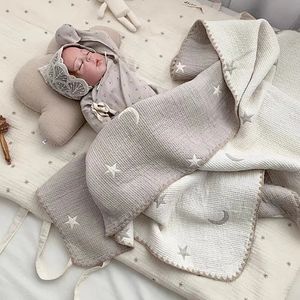 100% bomullstryck Spädbarnsvagn CRIB Kasta filt Skinvänlig Super Soft Born Organic Cotton Bed Sheet 240511