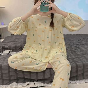 A versão coreana do instagram do designer de pijamas para o verão de mangas curtas de verão feminino pode ser usado como um setg225 de duas peças