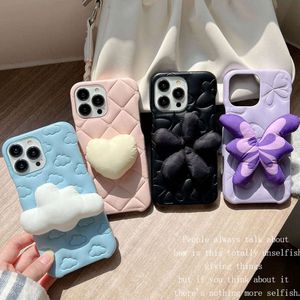 Śliczne D Marshmallow Cloud Butterfly Bawełniany telefon z Flowon Flowe na iPhone Pro Max Emed Pu skórzana okładka