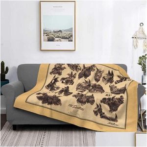 Blanket Vintage Scottie Dog Throw Sofa Fleece Warm Flannel Scottish Terrier Pet For Bedroom Home Couch Quilt Bedspread Drop Delivery Dhci2