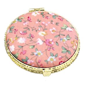 DA17 Mini Round Pocket Folding Makeup Mirror Vintage Double Sides Floral Printed Chinese Style Compact Cosmetic Portable 240601