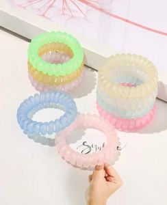 Telephone Wire Coil Hair Tie Band Woman Frosted Elastic Rubber Girl Holder Bracelet Accessory Ponytail Headdress9682973