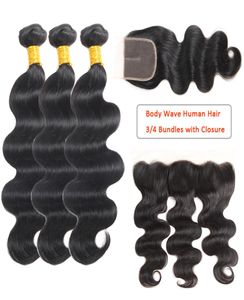 Mink Brazilian Human Hair Body Waves Bundles with Frontal Human Hair Wet Wavy Bundles with Closure Brazilian Hair Weave Extensions3320093