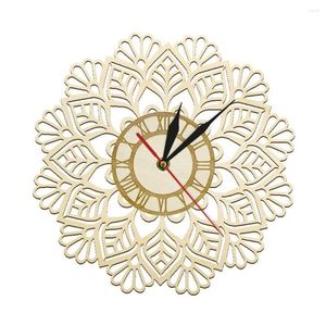 Wall Clocks Snowflake Wooden Clock Winter Christmas Snow Art Holiday Home Decor Laser Cut Geometric Silent Sweep Modern Drop Delivery Dh9Dh