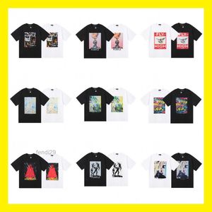 メンズTシャツ紫色のグラフィックティーデザイナーTシャツ服コットンシャツグラフィティ邪悪な楽しいカラープリントスケッチ油絵パターンストリートクルーネックパルプス7O73